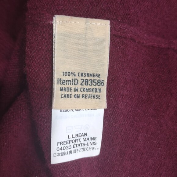 L.L. Bean burgundy red 100% Cashmere crew neck pullover sweater ladies Medium - Picture 8 of 8